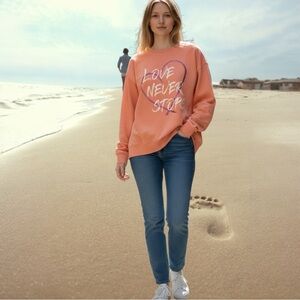 Easel Orange Graphic Sweatshirt